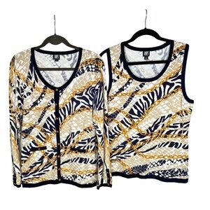 Vintage Gump’s Cardigan Tank Sweater Set Old money Country Club Resortwear